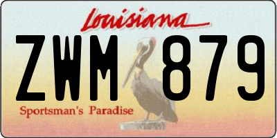 LA license plate ZWM879