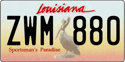LA license plate ZWM880