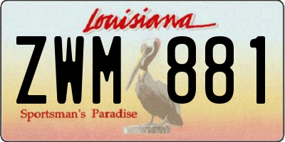 LA license plate ZWM881