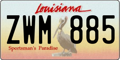 LA license plate ZWM885