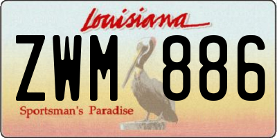 LA license plate ZWM886