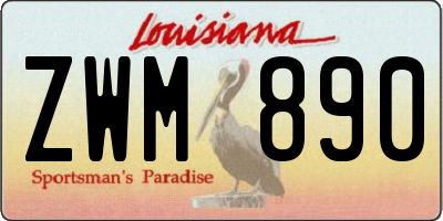 LA license plate ZWM890