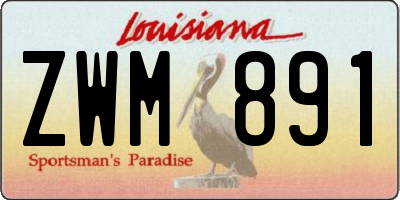 LA license plate ZWM891