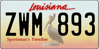 LA license plate ZWM893