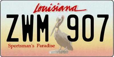 LA license plate ZWM907