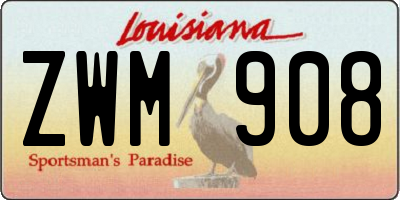 LA license plate ZWM908