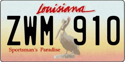 LA license plate ZWM910