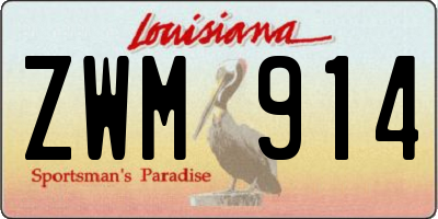 LA license plate ZWM914