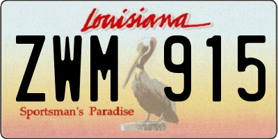 LA license plate ZWM915