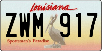 LA license plate ZWM917