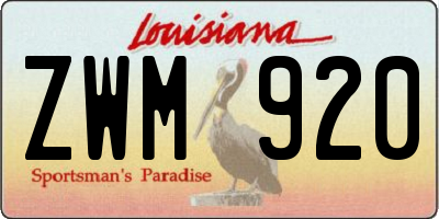 LA license plate ZWM920