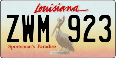 LA license plate ZWM923