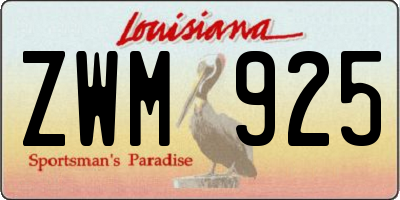 LA license plate ZWM925