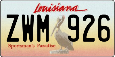 LA license plate ZWM926
