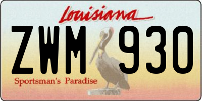 LA license plate ZWM930