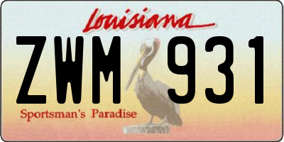 LA license plate ZWM931