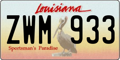 LA license plate ZWM933