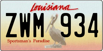 LA license plate ZWM934