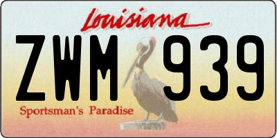 LA license plate ZWM939