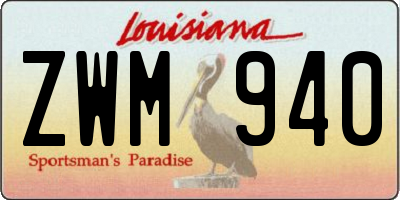 LA license plate ZWM940