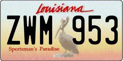 LA license plate ZWM953