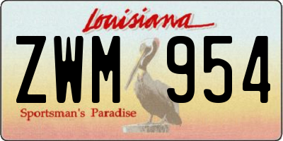 LA license plate ZWM954