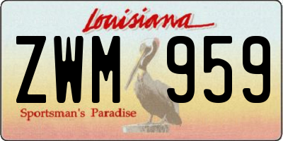 LA license plate ZWM959