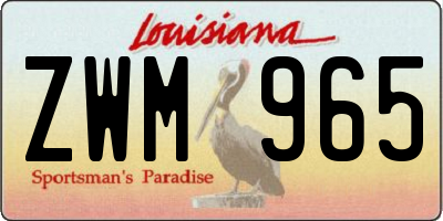 LA license plate ZWM965