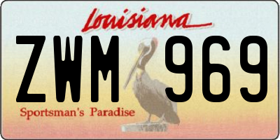 LA license plate ZWM969