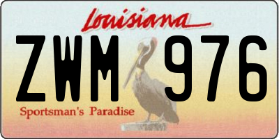 LA license plate ZWM976