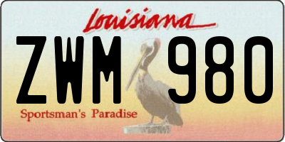 LA license plate ZWM980