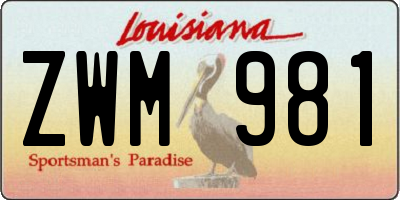 LA license plate ZWM981