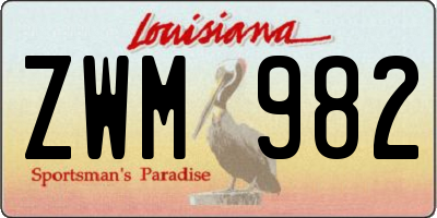 LA license plate ZWM982