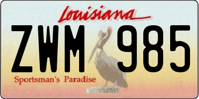 LA license plate ZWM985