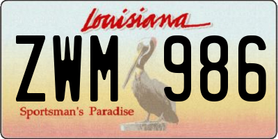 LA license plate ZWM986