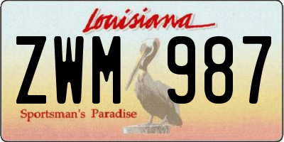 LA license plate ZWM987