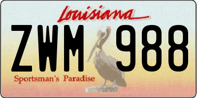 LA license plate ZWM988