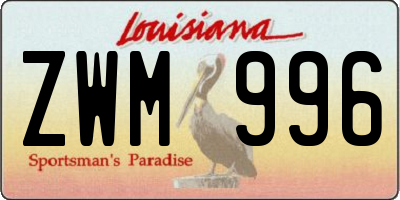 LA license plate ZWM996