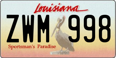LA license plate ZWM998