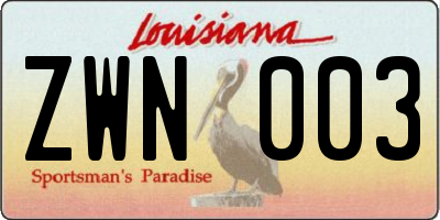 LA license plate ZWN003