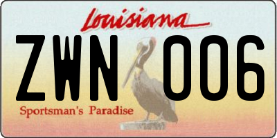 LA license plate ZWN006