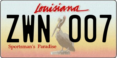 LA license plate ZWN007