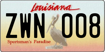 LA license plate ZWN008