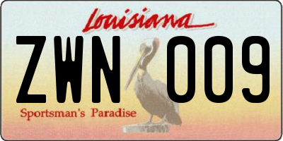 LA license plate ZWN009