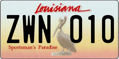 LA license plate ZWN010