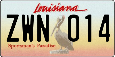 LA license plate ZWN014