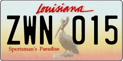 LA license plate ZWN015