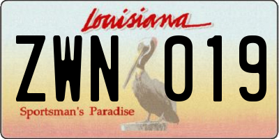 LA license plate ZWN019