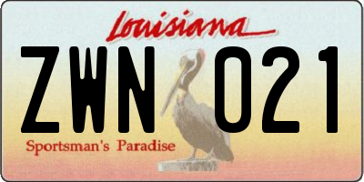 LA license plate ZWN021