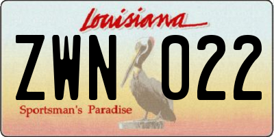 LA license plate ZWN022